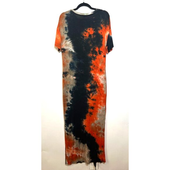 Fashion Nova Dropping The Games Tie Dye T-Shirt Dress Size Large Black Orange - Picture 5 of 10